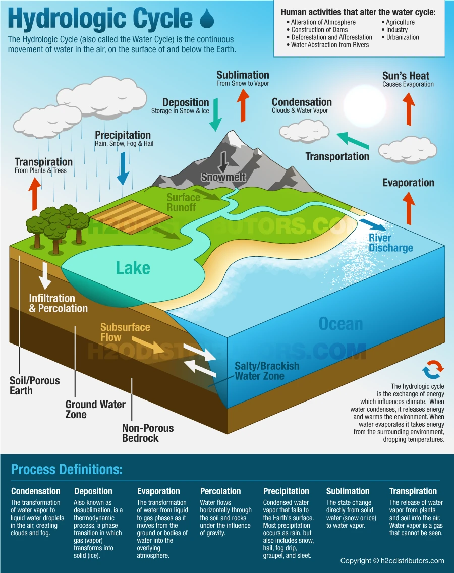 The Water Cycle Is The Continuous Movement Of Water Through Evaporation Condensation And Precipitation Ensuring A Sustainable Ecosystem And Climate Balance